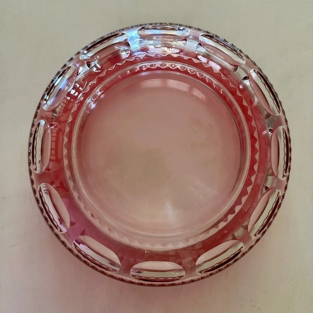 KINGS CROWN, RUBY RED FLASHING, THUMBPRINT, GLASS BOWL, FROM MID-20TH CENTURY.